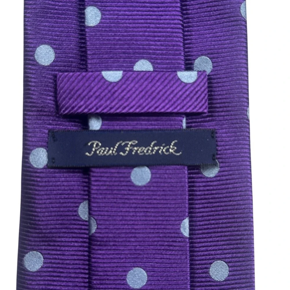Paul‎ Fredrick Mens Silk Polka Dot Tie Purple Light Blue Formal Necktie